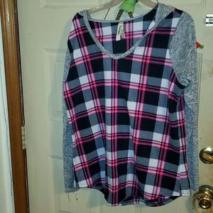Large Hooded Plaid Soft Shirt